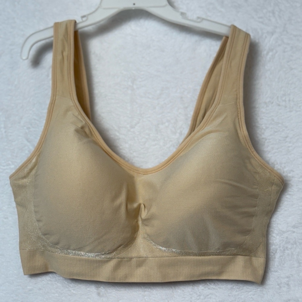 Truekind Bra Womens XL Beige Sports Daily Comfort Wirefree Shaper Seamless Minim
